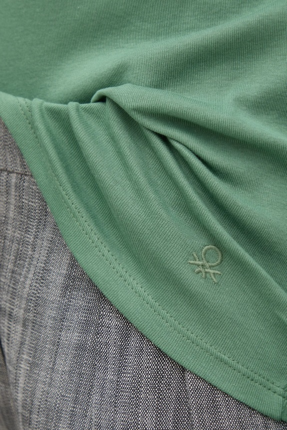 Bavlněné tričko s dlouhým rukávem United Colors of Benetton zelená 3GA2E16F9