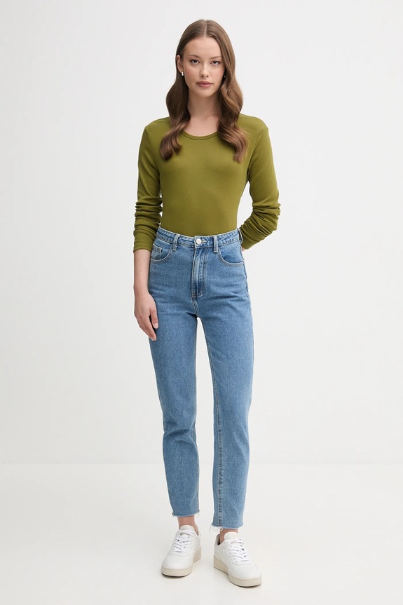United Colors of Benetton longsleeve bawełniany 3GA2E16F9 zielony AW25