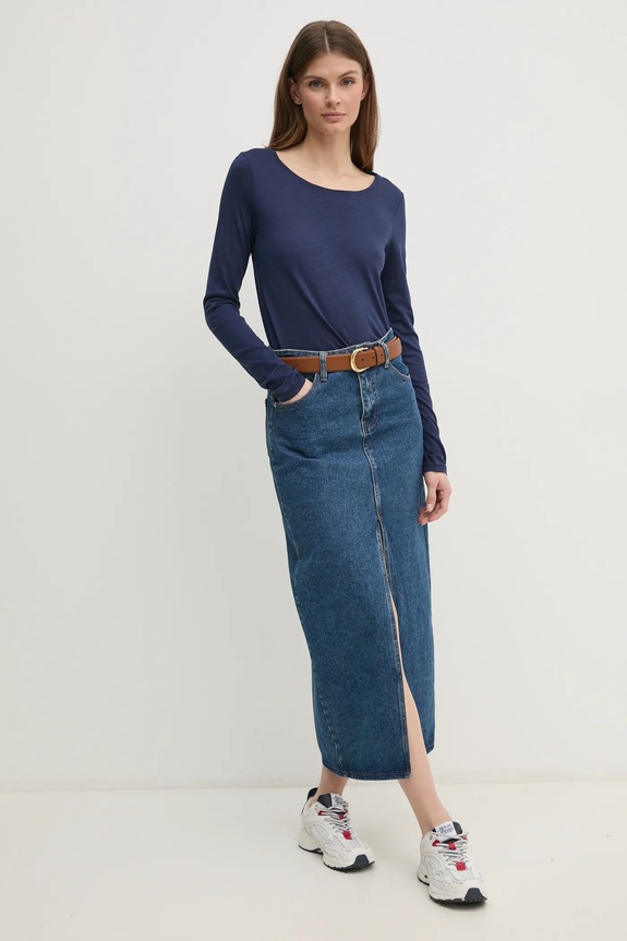 Majica dugih rukava Sisley 3TNHL119S mornarsko plava AW25