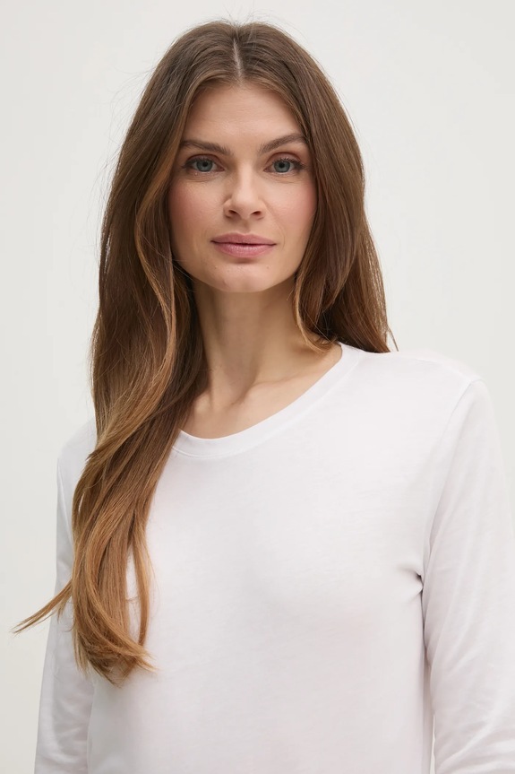 Majica dugih rukava Sisley bijela 3QU4L102Y