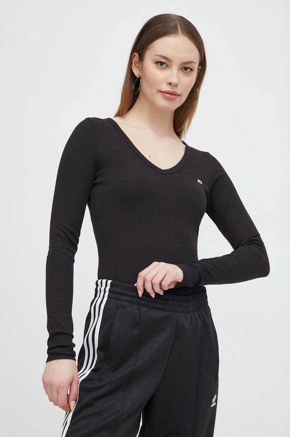 Tommy Jeans camicia a maniche lunghe slim nero DW0DW17990