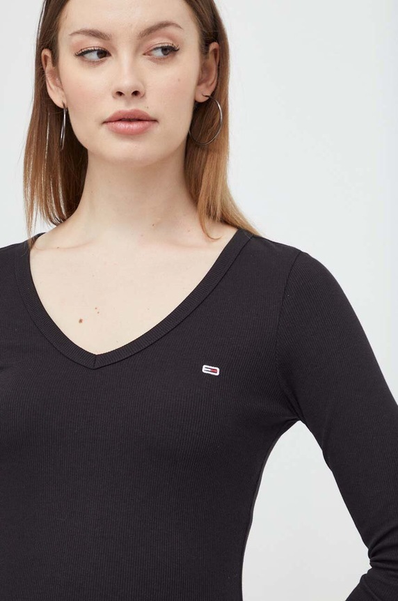 Tommy Jeans camicia a maniche lunghe nero DW0DW17990