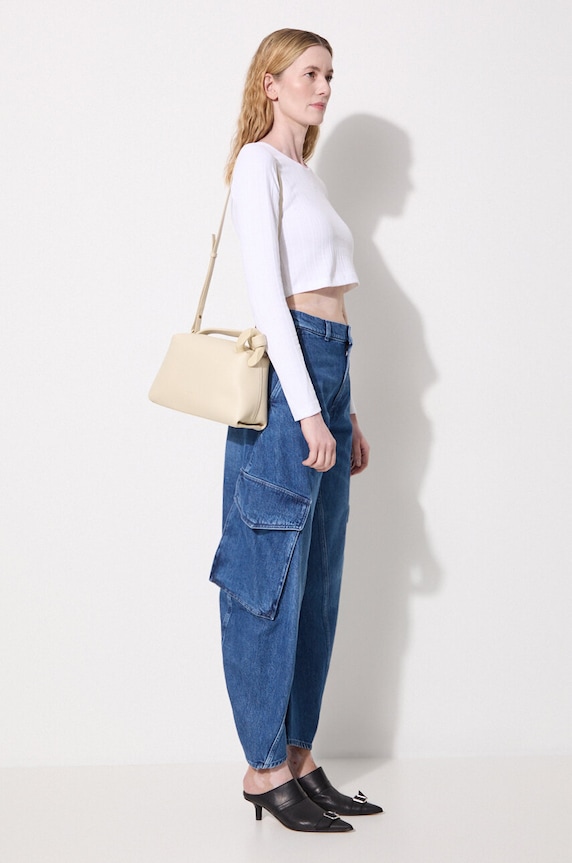 Памучна блуза с дълги ръкави JW Anderson Cropped Anchor Embroidery Longsleeve Top JO0211.PG1501.001 бял SS24