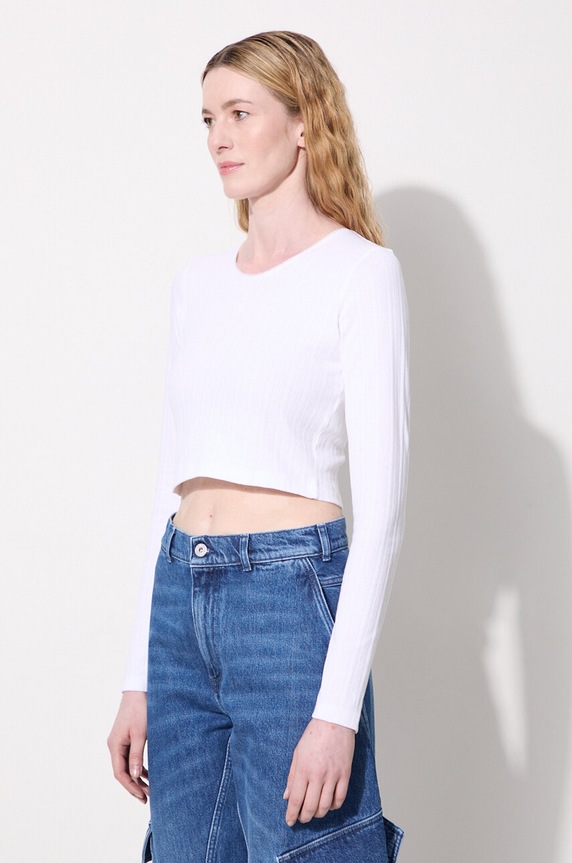 Памучна блуза с дълги ръкави JW Anderson Cropped Anchor Embroidery Longsleeve Top бял JO0211.PG1501.001