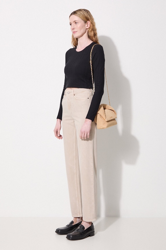 JW Anderson longsleeve bawełniany Cropped Anchor Embroidery Longsleeve Top JO0211.PG1501.999 czarny SS24