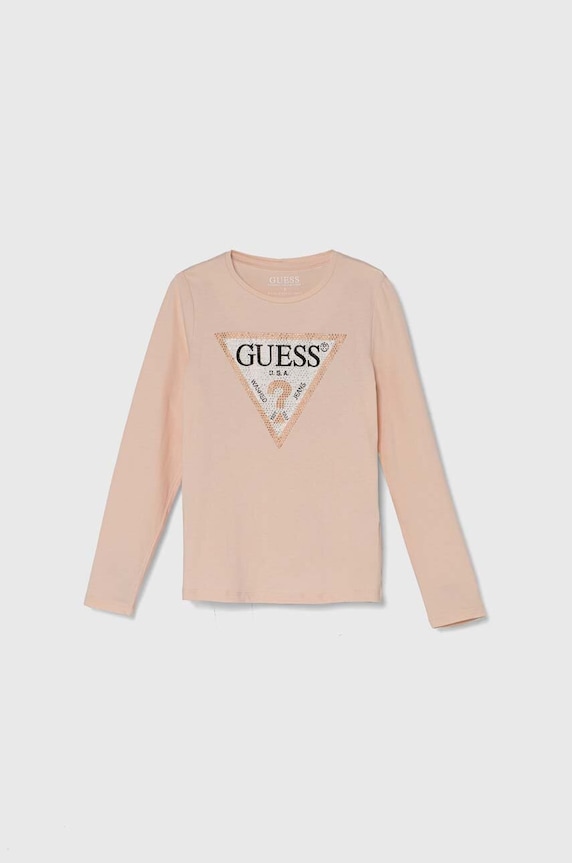 Guess longsleeve dziecięcy aplikacja różowy J2YI50.K6YW1.PPYH
