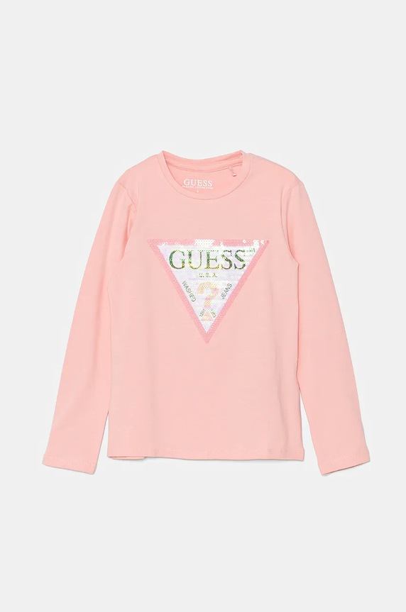 Guess longsleeve dziecięcy aplikacja różowy K4RI30.K6YW1.PPYH