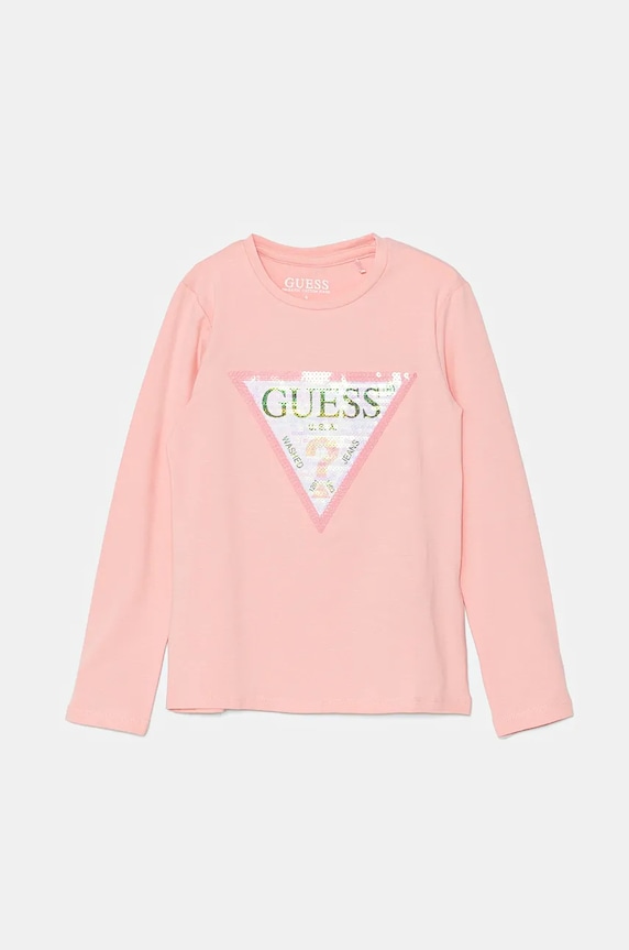 Guess longsleeve dziecięcy aplikacja różowy K4RI30.K6YW1.PPYH