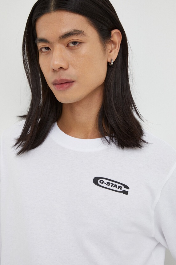 Βαμβακερή μπλούζα με μακριά μανίκια G-Star λευκό D23875.C336