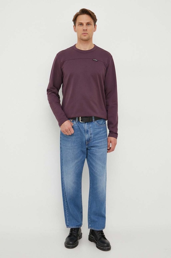 G-Star longsleeve bawełniany D23908.D136 fioletowy SS24