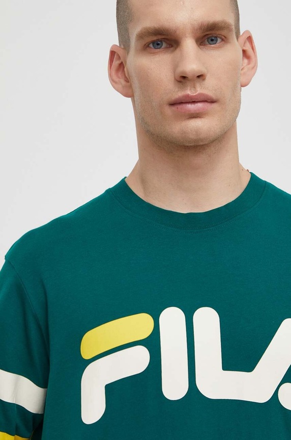 Fila longsleeve bawełniany Luohe zielony FAM0669