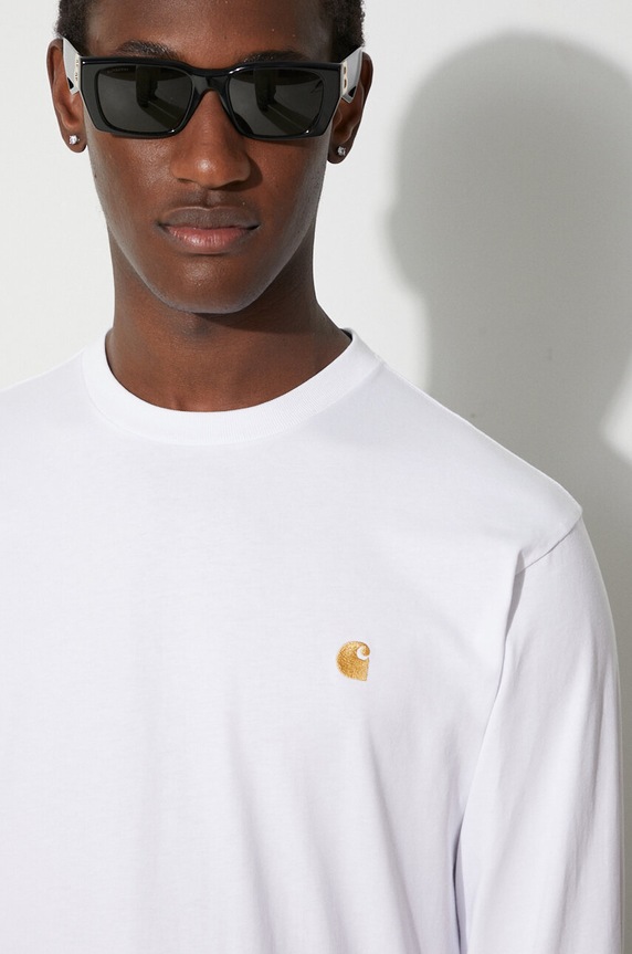 Carhartt WIP top a maniche lunghe in cotone Longsleeve Chase T-Shirt I026392.00RXX bianco