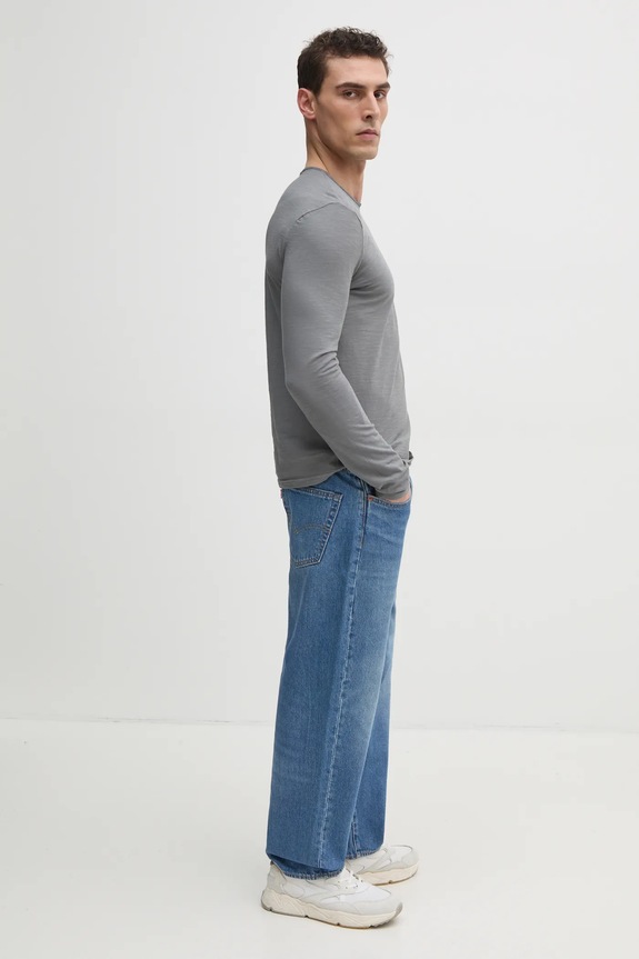 Bavlněné tričko s dlouhým rukávem United Colors of Benetton 3JE1J19A9 šedá AW25