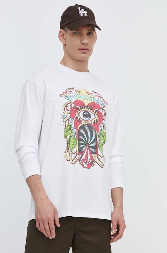 Volcom longsleeve bawełniany A3612406 biały SS24