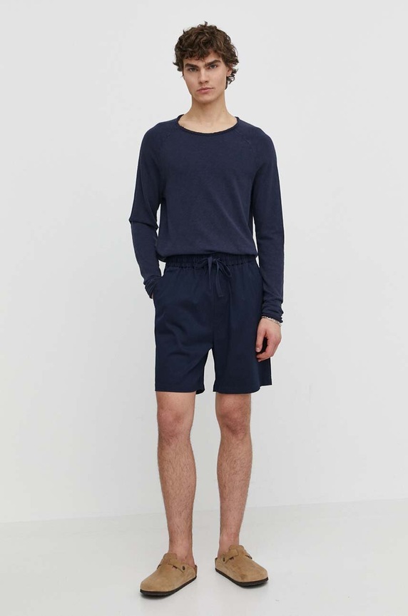 American Vintage pamut hosszúujjú MSON24GE24 sötétkék AA00