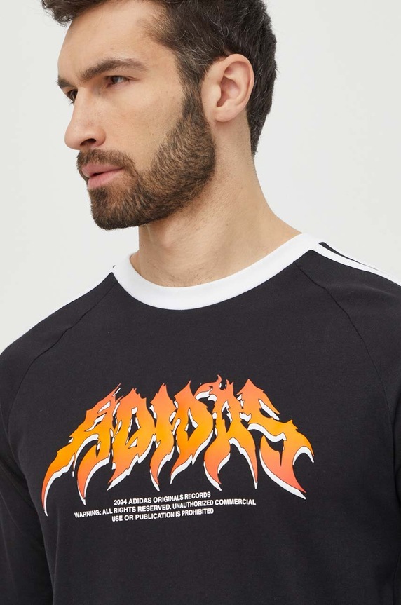 Bavlněné tričko s dlouhým rukávem adidas Originals Flames potisk černá IS0206