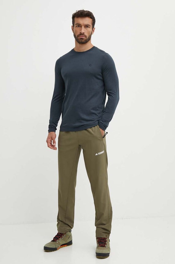Sportovní tričko s dlouhým rukávem Fjallraven Abisko Wool F87194.555 námořnická modř AW25