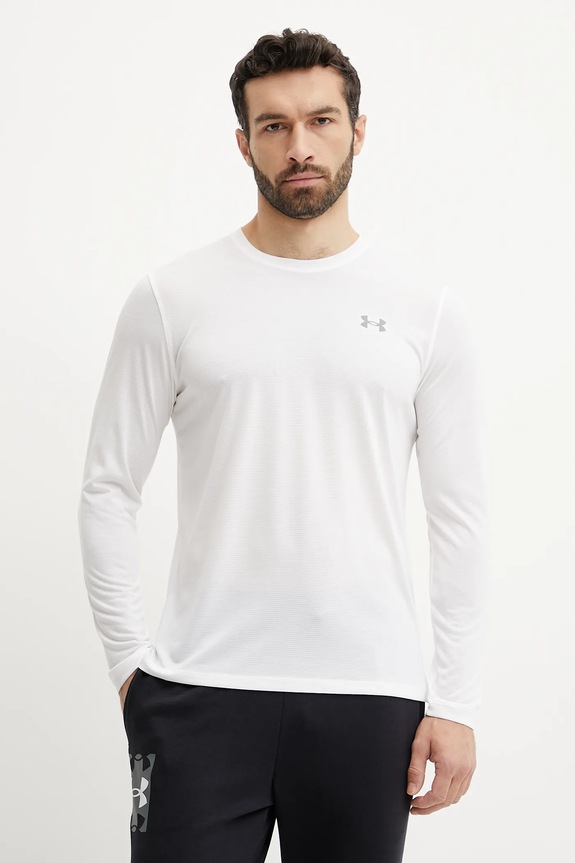 Under Armour longsleeve do biegania Streaker z elastanem biały 1382584