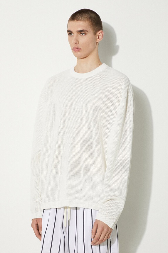 MKI MIYUKI ZOKU pamut hosszúujjú Loose Gauge Long Sleeve fehér LOOSE.GAUGE.LONG.SLEEVE