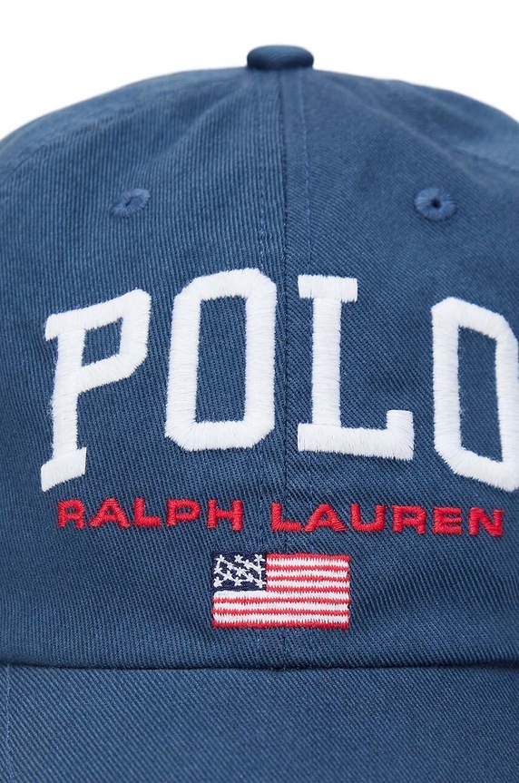 Pamučna kapa sa šiltom za bebe Polo Ralph Lauren mornarsko plava 323940810001