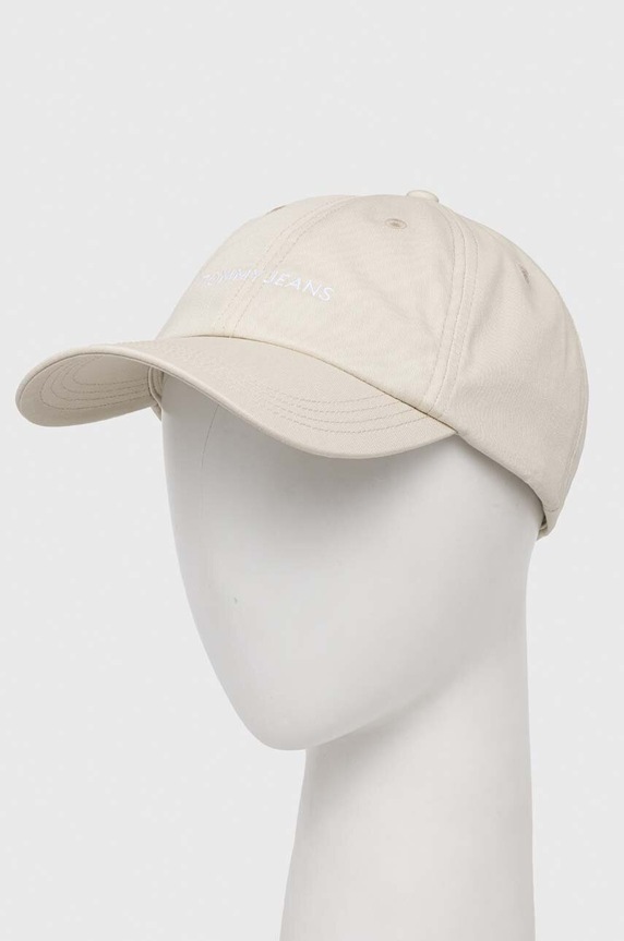 Bavlněná baseballová čepice Tommy Jeans bavlna béžová AW0AW15845