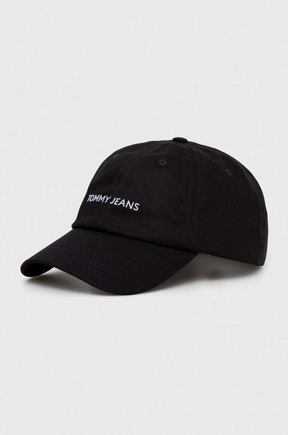 Tommy Jeans czapka z daszkiem bawełniana bawełna czarny AW0AW15845