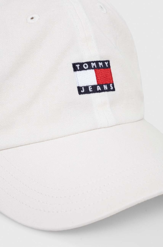 Βαμβακερό καπέλο του μπέιζμπολ Tommy Jeans AW0AW15848 λευκό AW24