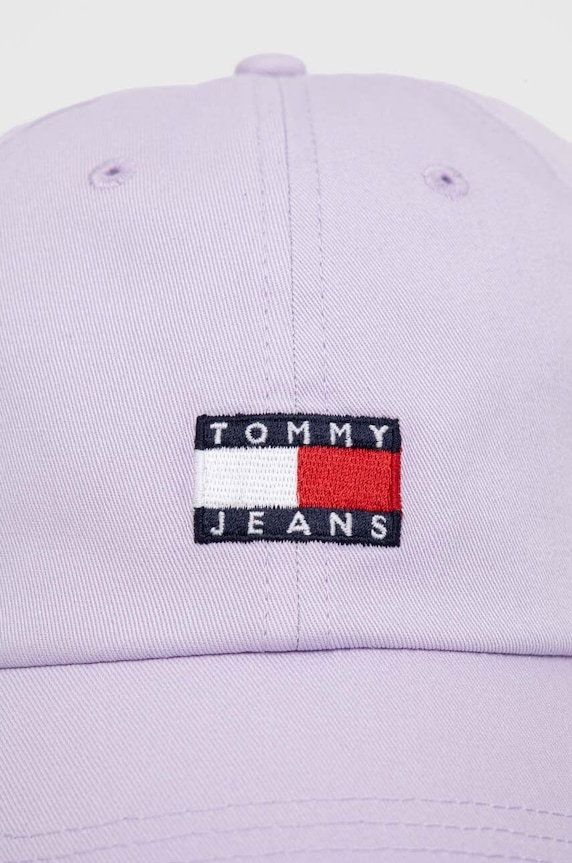 Βαμβακερό καπέλο του μπέιζμπολ Tommy Jeans AW0AW15848 μωβ AW24