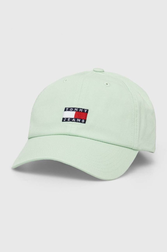 Tommy Jeans șapcă de baseball din bumbac bumbac verde AW0AW15848