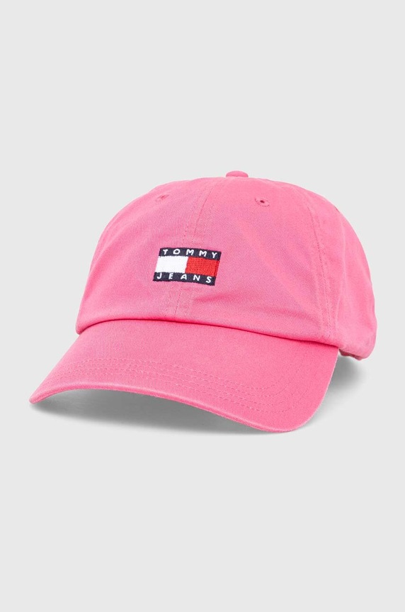 Bavlnená šiltovka Tommy Jeans bavlna ružová AW0AW15848