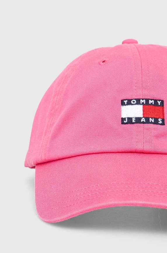 Bavlnená šiltovka Tommy Jeans AW0AW15848 ružová AW24