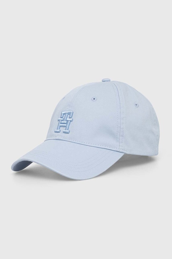 Tommy Hilfiger czapka z daszkiem bawełniana aplikacja niebieski AW0AW16170