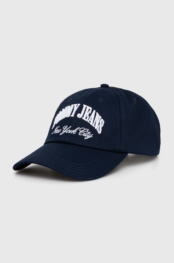 Памучна шапка с козирка Tommy Jeans памук тъмносин AW0AW15959