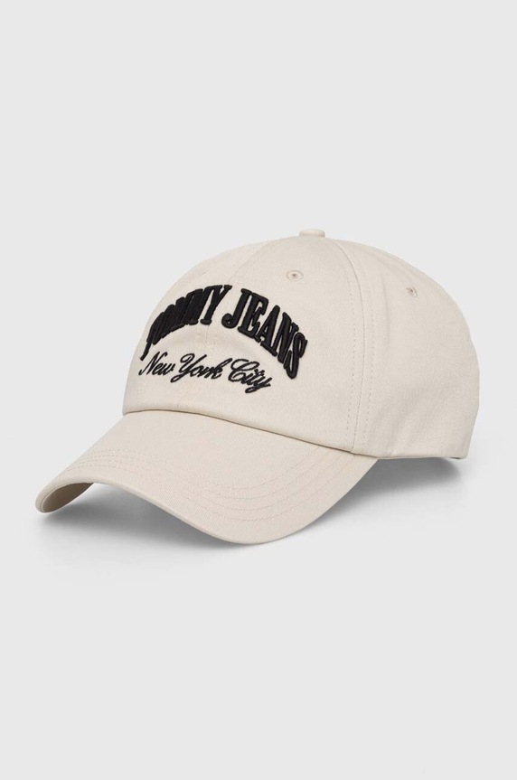 Bavlněná baseballová čepice Tommy Jeans bavlna béžová AW0AW15959