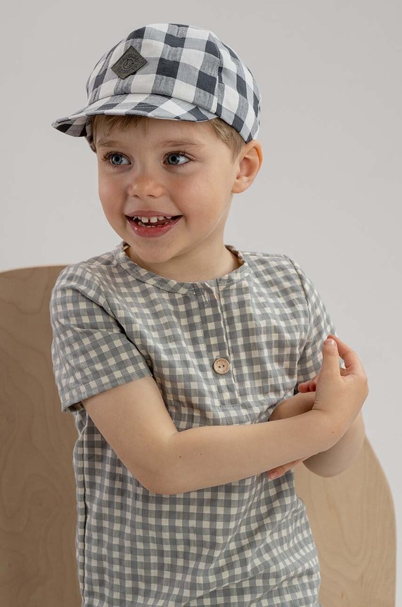 Jamiks czapka z daszkiem bawełniana dziecięca CORA wzorzyste czarny CORA.or.Nak.JLW089.G