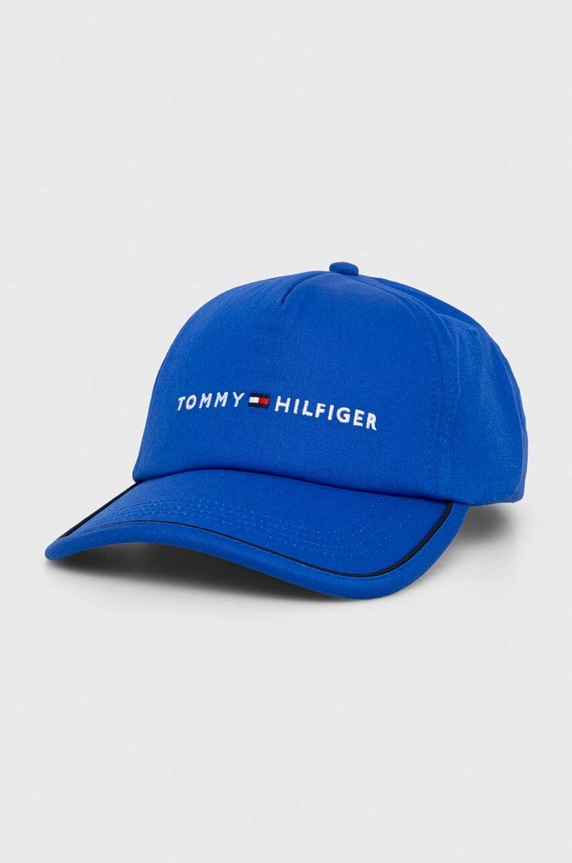Tommy Hilfiger czapka z daszkiem bawełniana aplikacja niebieski AM0AM12039