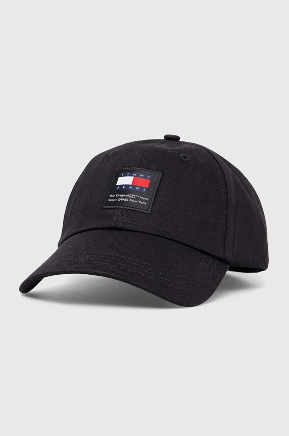 Tommy Jeans pamut baseball sapka aplikációval fekete AM0AM12016
