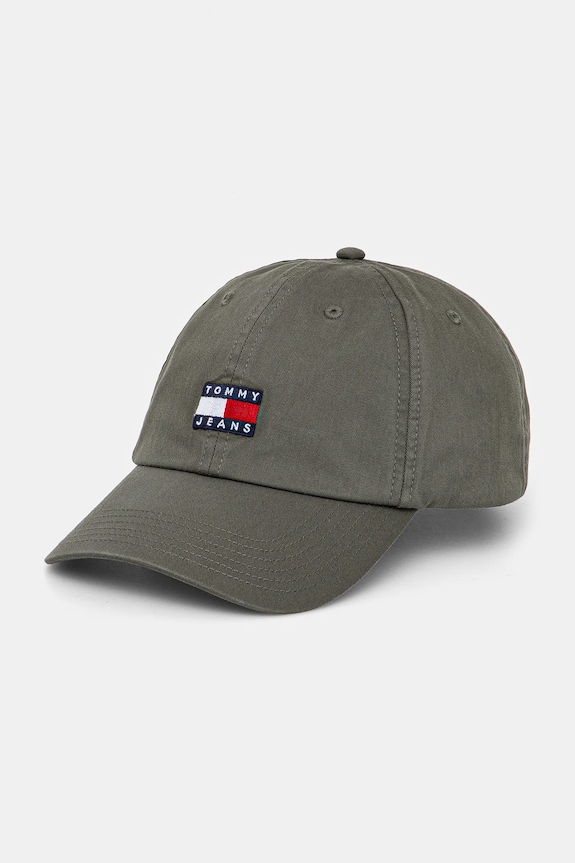 Tommy Jeans șapcă de baseball din bumbac verde AM0AM12020