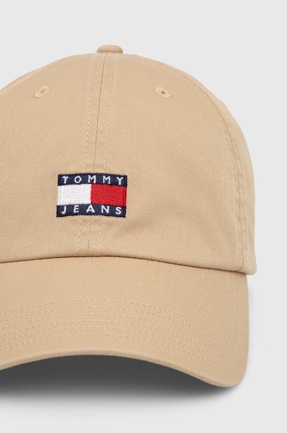 Bavlnená šiltovka Tommy Jeans AM0AM12020 béžová AW25