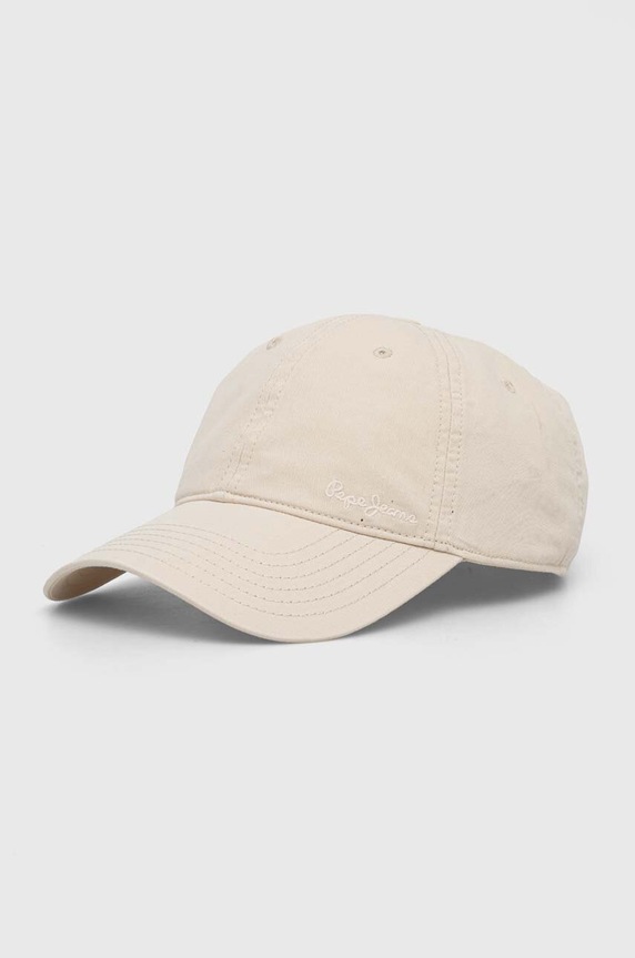 Pepe Jeans czapka z daszkiem bawełniana NICK bawełna beżowy PM040540