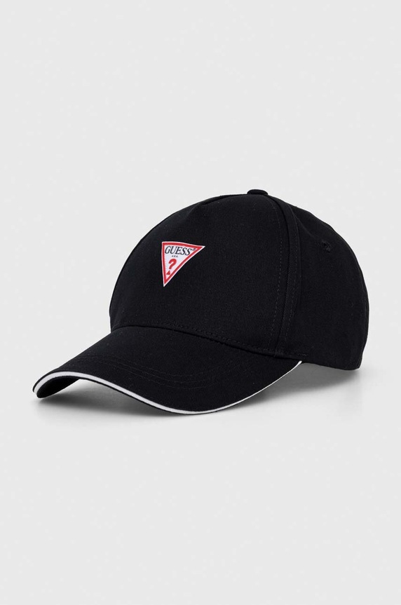 Guess czapka z daszkiem bawełniana aplikacja czarny M3YZ22.WBN60