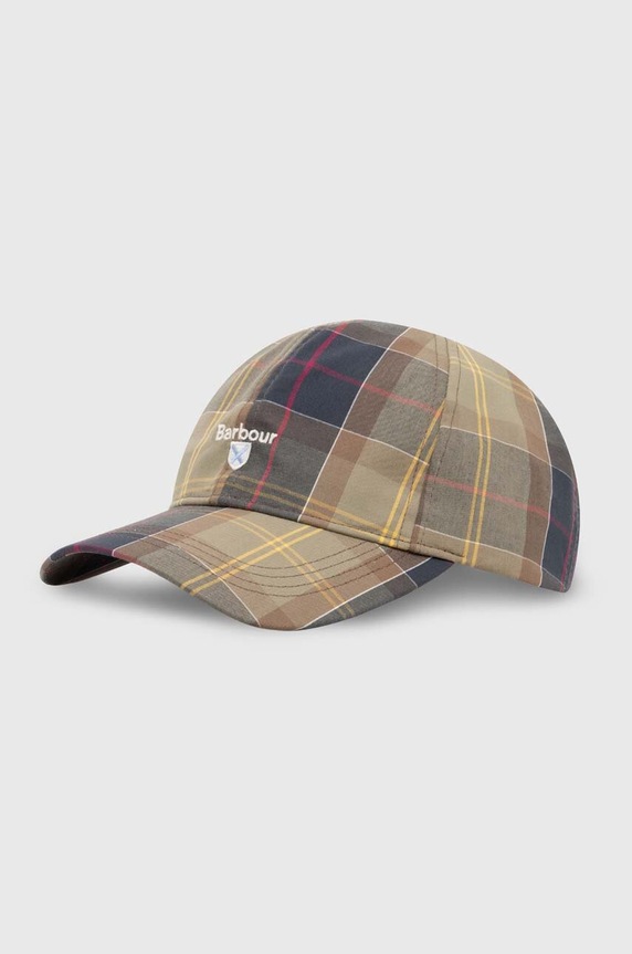 Barbour șapcă de baseball din bumbac Tartan Sports Cap bumbac verde MHA0617