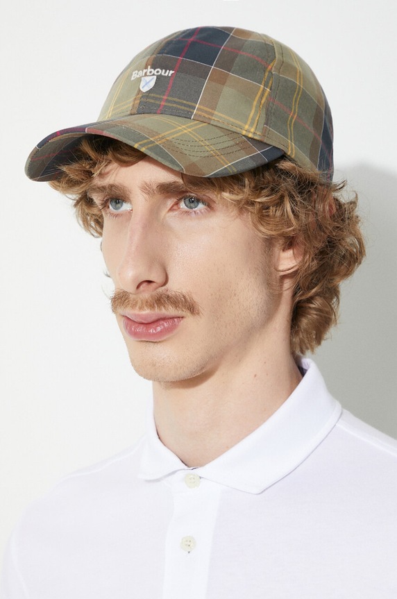 Barbour șapcă de baseball din bumbac Tartan Sports Cap MHA0617 verde