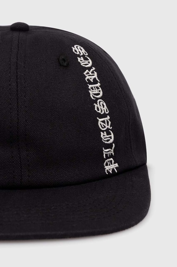 Bavlněná baseballová čepice PLEASURES Horns Canvas Cap P24SP067.BLACK černá SS24
