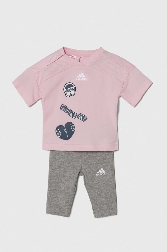 Σετ μωρού adidas με ελαστάν ροζ IS3764