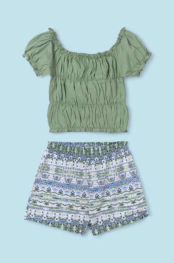 Παιδικό βαμβακερό σετ Mayoral 6292.8D.Junior.PPYH πράσινο SS24