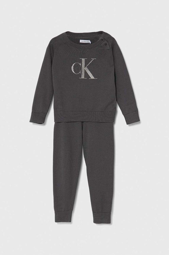 Calvin Klein Jeans komplet bawełniany dziecięcy nadruk szary IN0IN00167.PPYH