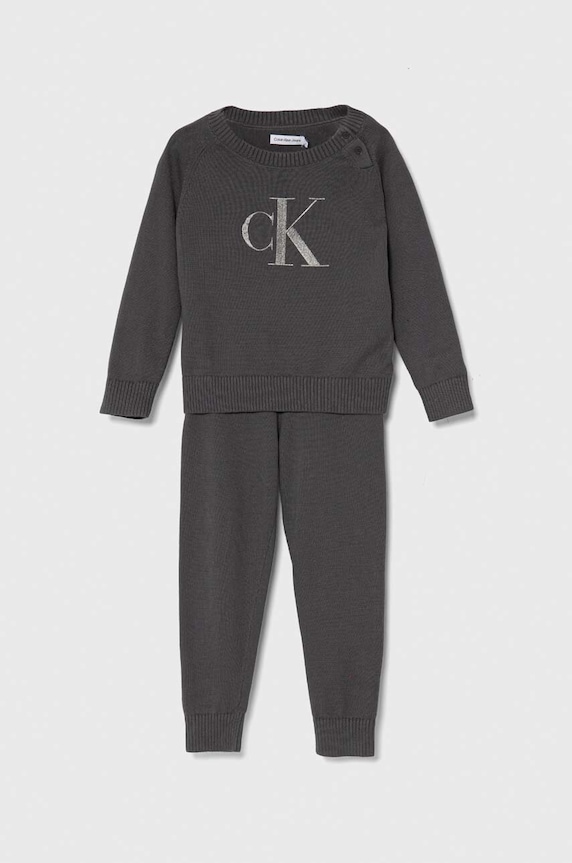 Calvin Klein Jeans komplet bawełniany dziecięcy nadruk szary IN0IN00167.PPYH