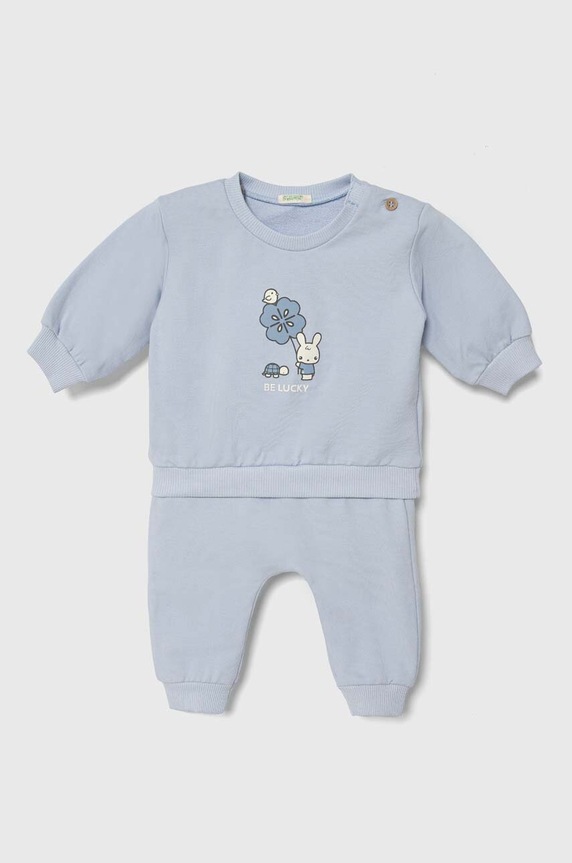 United Colors of Benetton komplet niemowlęcy dzianina niebieski 3MDUAK00F.W.Seasonal
