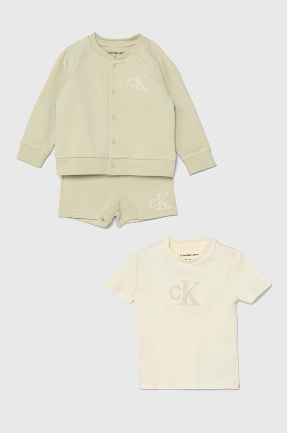Calvin Klein Jeans komplet niemowlęcy dzianina beżowy IN0IN00184.PPYH